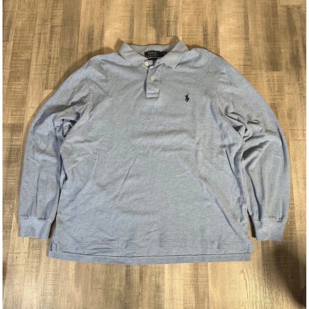 Polo Ralph Lauren Mens Long Sleeve Polo Shirt Blue Classic Fit Mens Large Preppy
